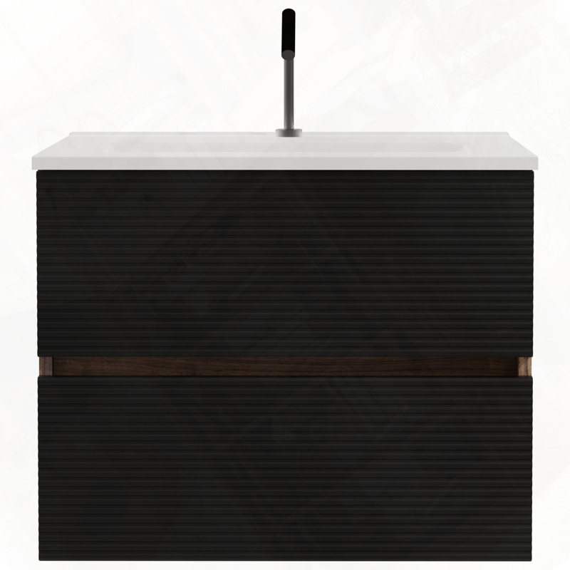 Meuble-lavabo mural avec lavabo et rangement en céramique intégrés, 24"