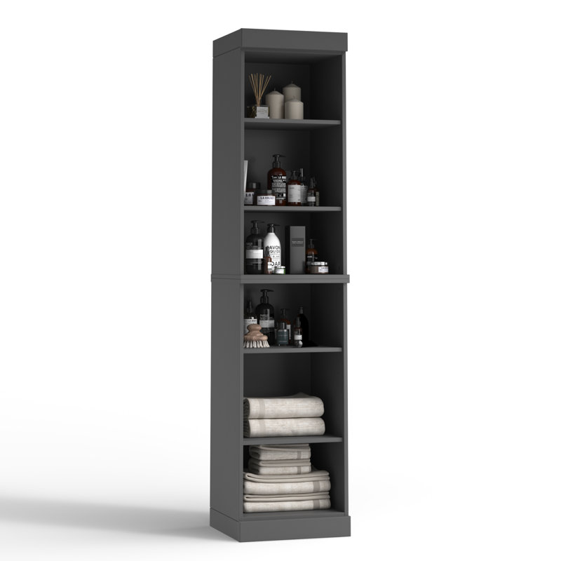 Palace Imports 100% Solid Wood Bathroom Storage Cabinet, Adjustable Shelves, 71.5" Tall, 71.5" H x 16.5" W x 15.5" D, Gray
