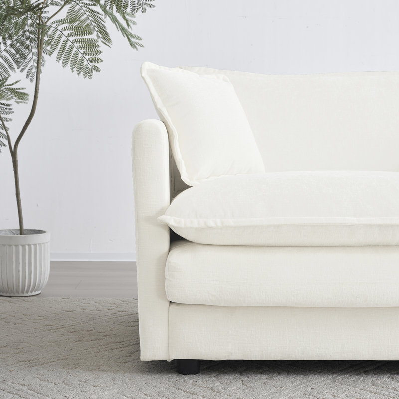 Fauteuil avec tissu chenille blanc - Siège simple confortable pour la maison dans la tranquillité du salon