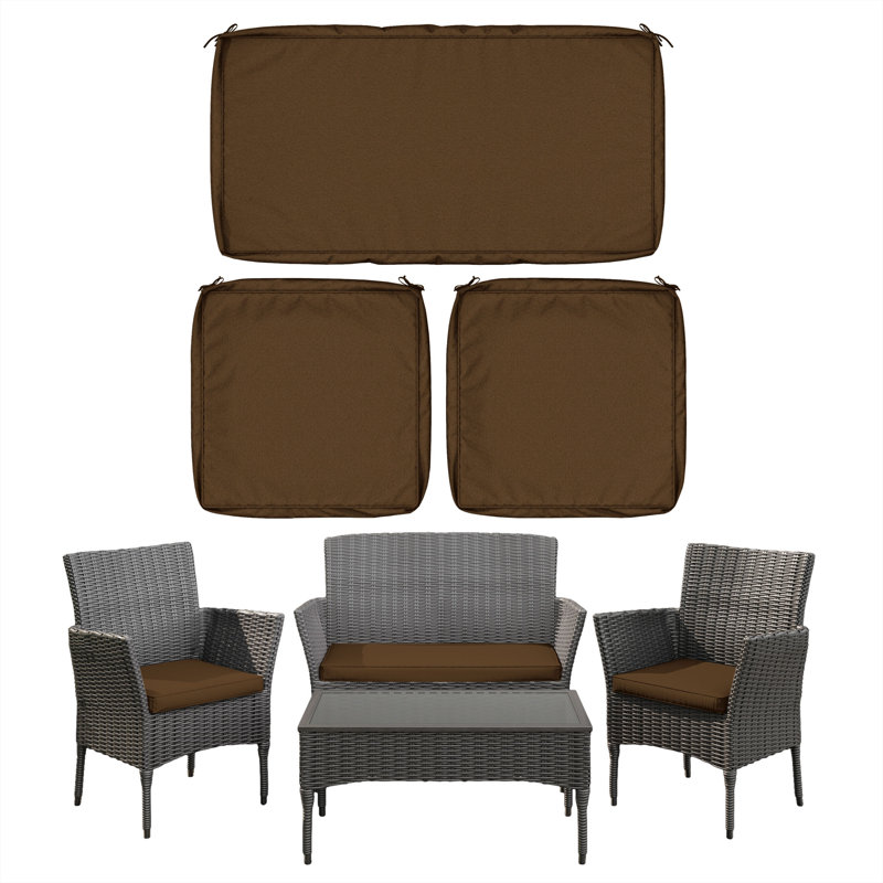 3-Pack Outdoor Seat Cushion Covers, Water-Resistant Patio Furniture Replacement Covers, Brown