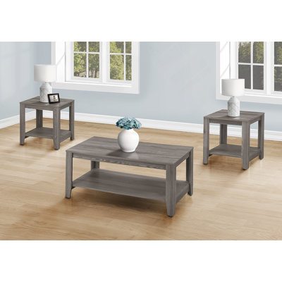 Ensemble de table, ensemble de 3 pièces, café, bout, côté, accent, salon, stratifié gris, transitionnel