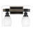 Vandergriff 2 Light Bath Bar Shown In Matte Black & Painted Distressed Wood-look Metal With 5” White Linen Glass-2030331992-2029293901