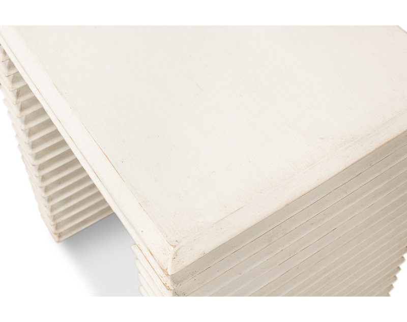 Stacked Solid Wood End Table, Antique White