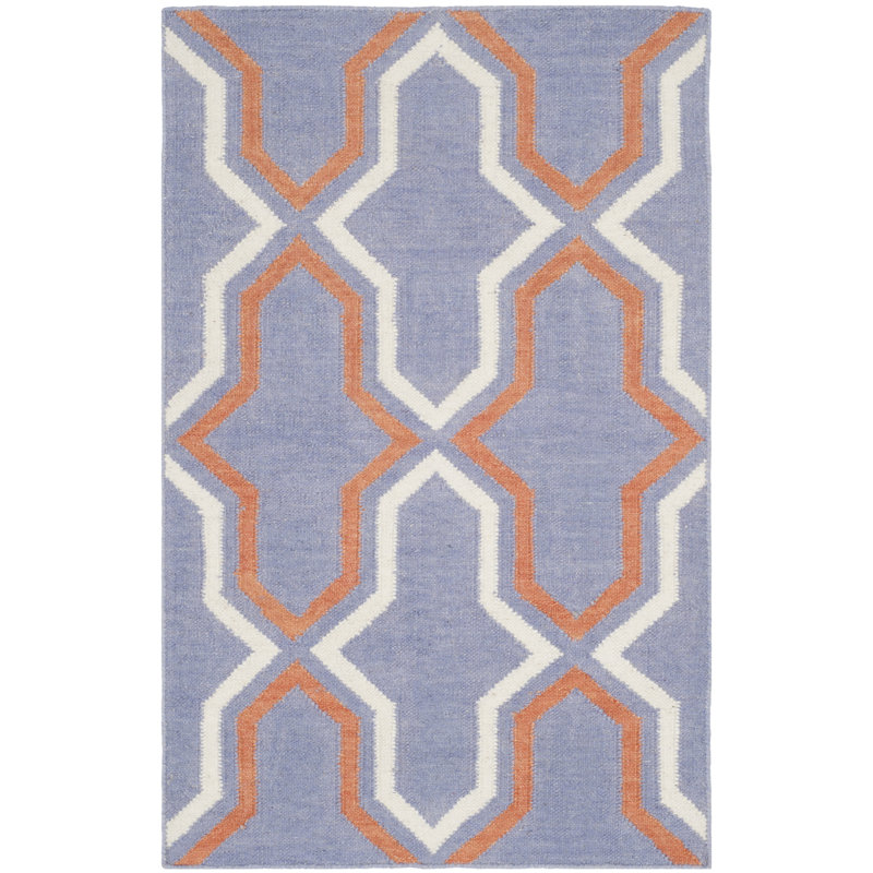 Rodgers Hand Woven Flat Weave Wool/Cotton Geometric Rug in Purple/Orange, Rectangle 3' x 5'
