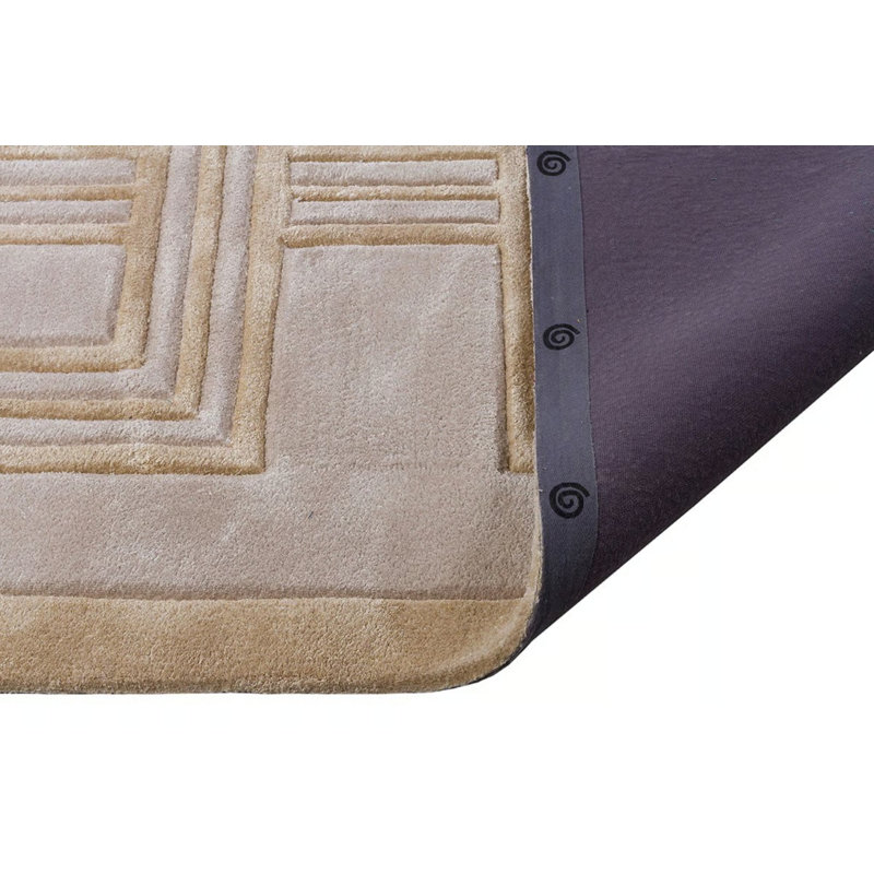 Tapis spécial touffeté beige à motif crème rayé en viscose tissé à la machine_48, Tapis de couloir 2 pi 7 po x 6 pi 7 po