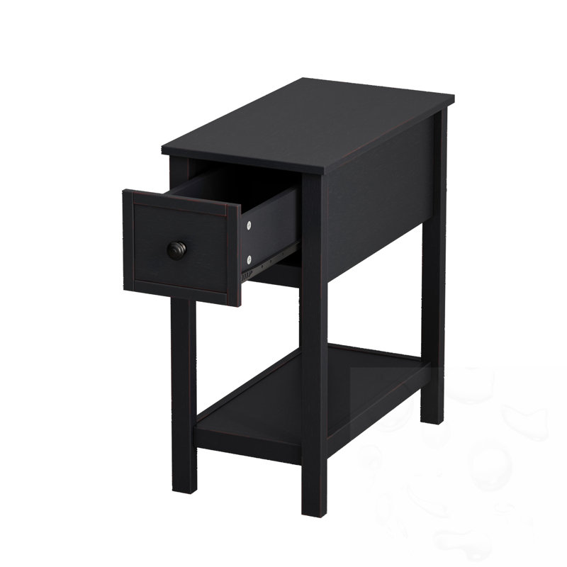 Table de chevet avec tablette ouverte et tiroirs