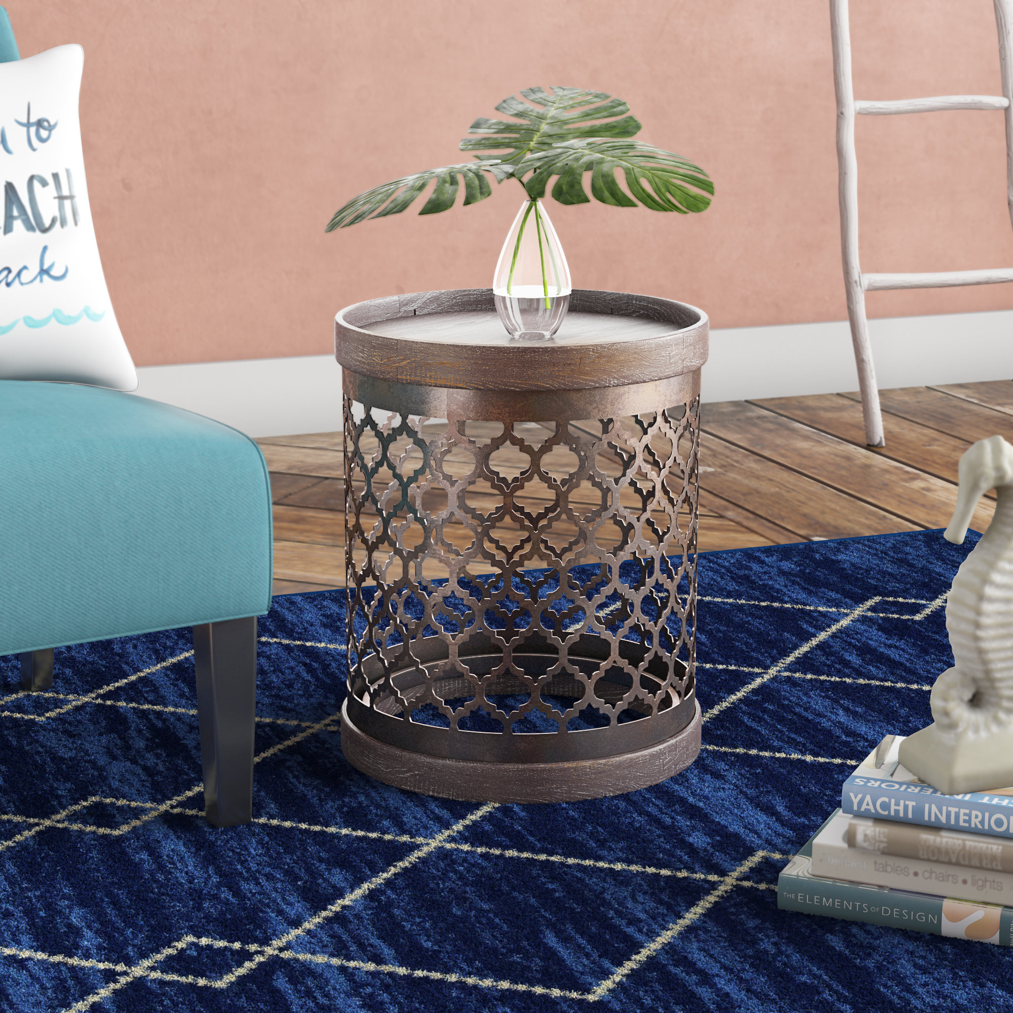 Red Barrel Studio® Tawab Iron Drum End Table & Reviews Wayfair