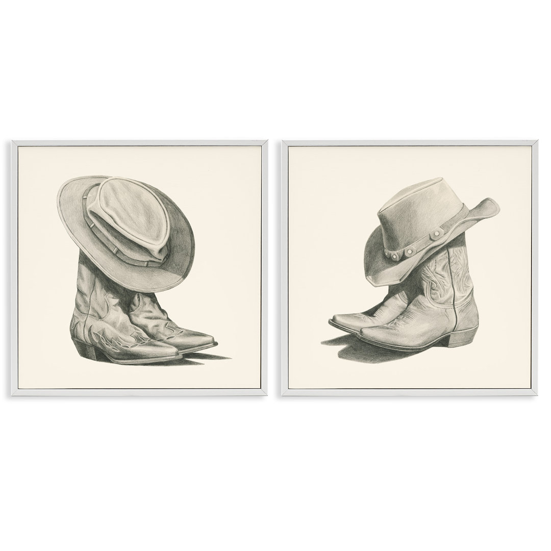 A2-598-Giclee " Rustic Cowboy Boots " by Grace Popp 2 - Pieces Stupell Industries Frame 
