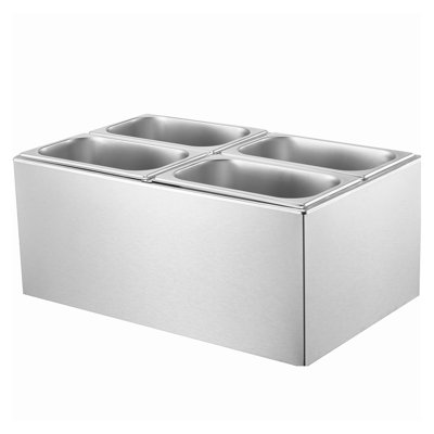 24 QT Commercial Electric Food Warmer, 4-Pan Stainless Steel Steam Table with Temperature Control (86-185°F), 1200W Countertop Buffet Bain Marie for Catering and Restaurants