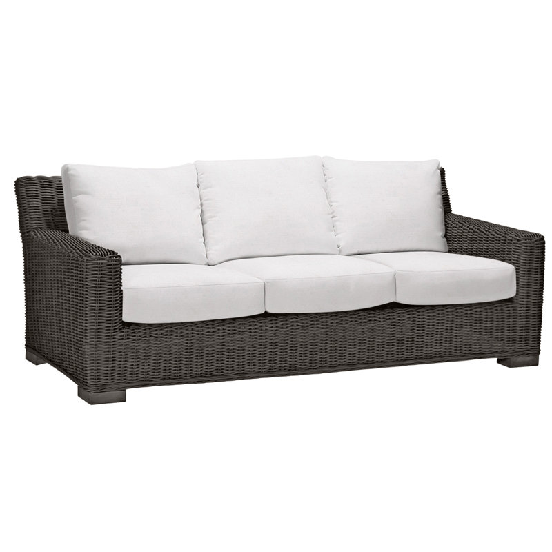 Canapé rustique tissé - Noyer noir, Pas de soudure, Noir noyer, Sunbrella® ‑ lin neige