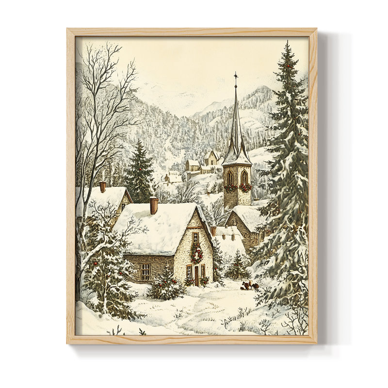Christmas Holiday Art DXXII Framed Print - Solid Wood, Natural, 21" H x 17" W