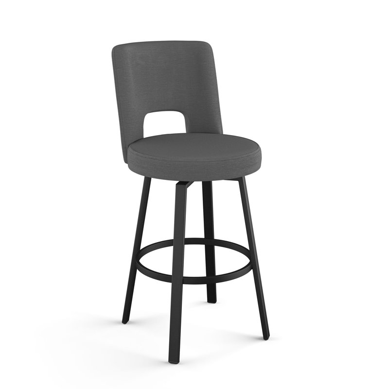 Tabouret de bar et de comptoir pivotant Rackwon, Gris foncé, Tabouret de bar (hauteur d'assise de 29,5 po)