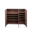 Armoire à chaussures à 5 niveaux en noyer avec tablettes réglables - Range-chaussures en bois avec portes à persiennes pour entrée, couloir, chambre à coucher
