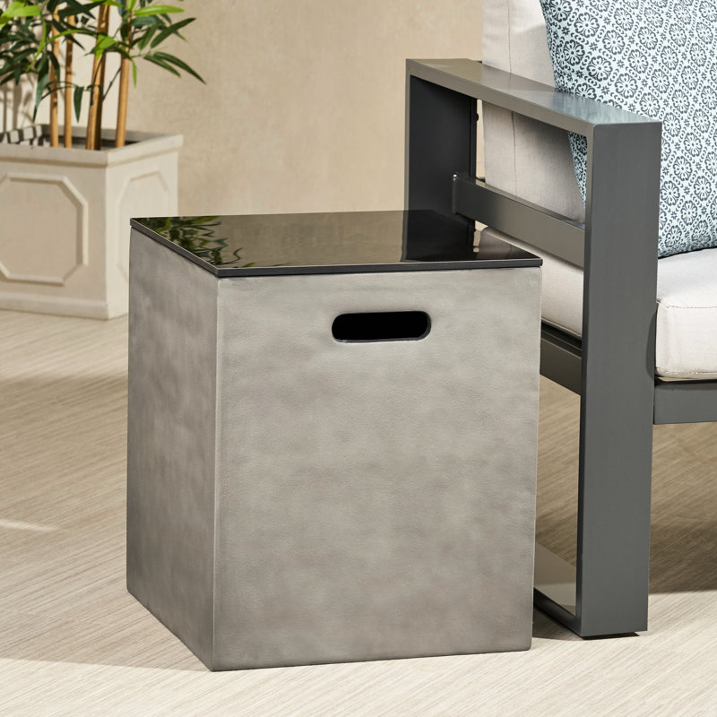 Table d'appoint moderne en céramique avec support de réservoir en béton léger