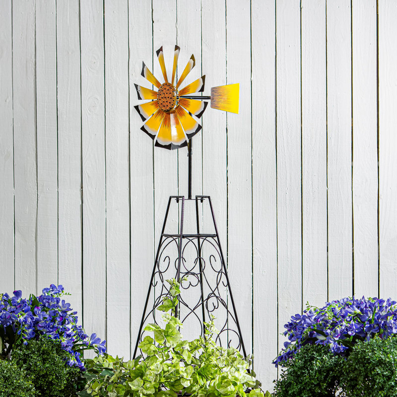 Wind Spinner Trellis, Sunflower Windmill, 55"H
