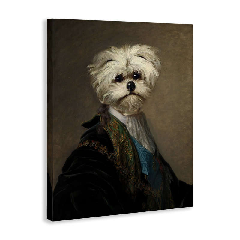 "Regal Bichon Frise", art mural sur toile par CAD Designs, H 20 po x l 16 po