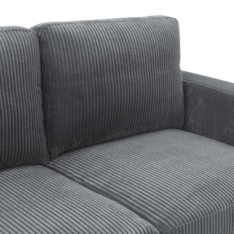 Ranjeeta 101" Wide Modular Sofa with Ottoman, Dark Gray Corduroy