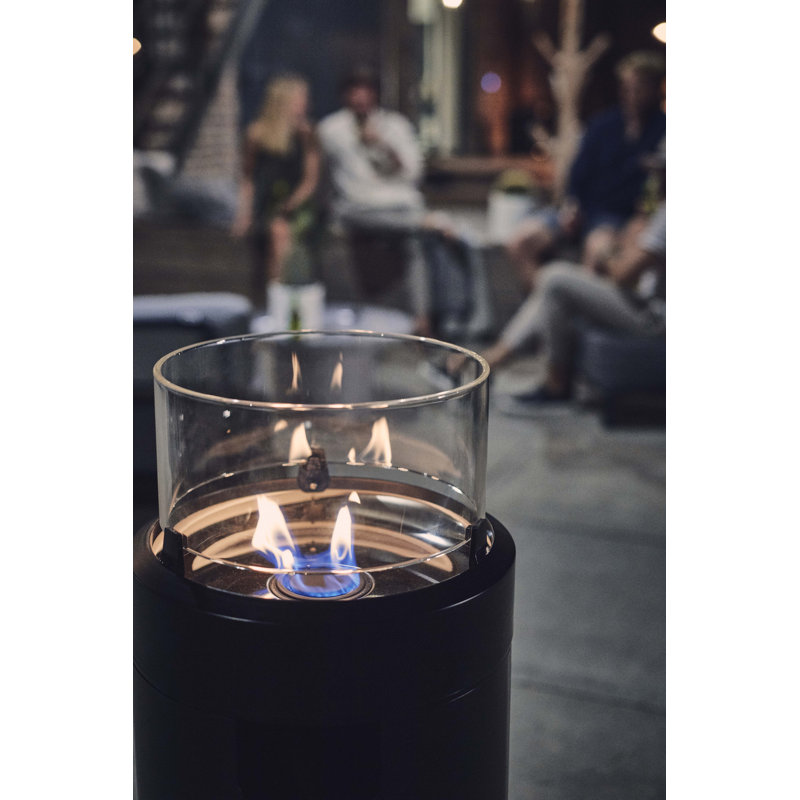 Armentha Round Steel Propane Smokeless Fire Column, 76cm H x 40cm W x 40cm D, Black