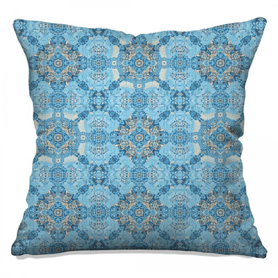 Blue Ornate Mandala Double Sided Throw Pillows