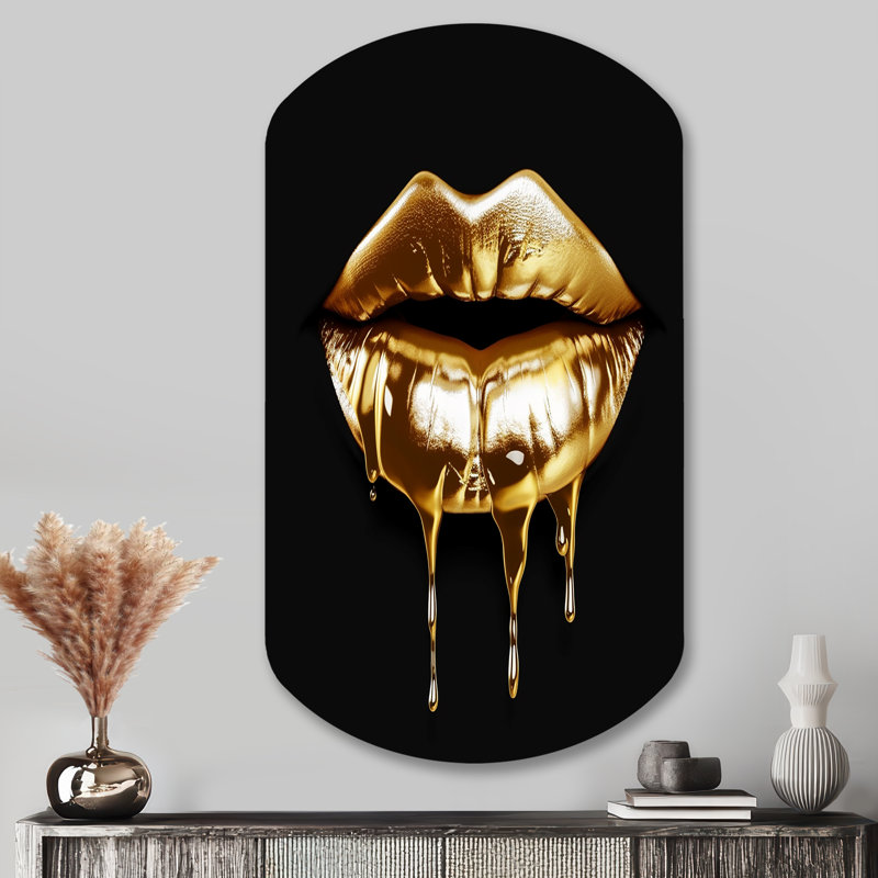 Or doré de luxe V - art mural asymétrique en forme de cylindre, H 43 po x l 23 po