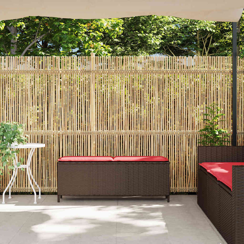 Banc de patio avec coussin en rotin de polyester 43,3 po x 11,8 po x 15,9 po, Brun / bleu marine