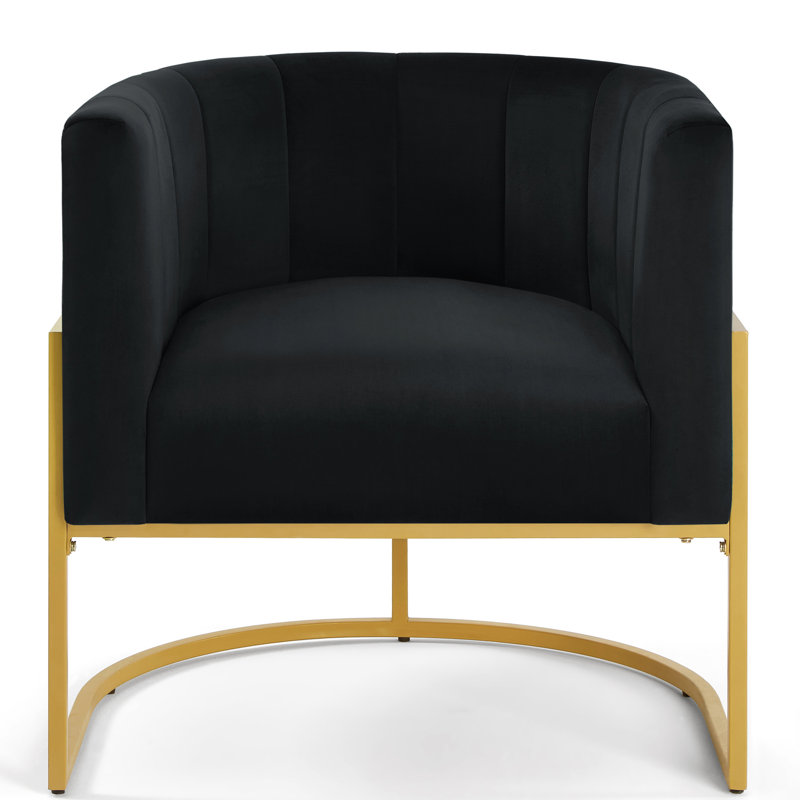 Chaise rembourrée en velours moderne avec structure en métal doré - pour le salon, la chambre à coucher et le salon en construction noire
