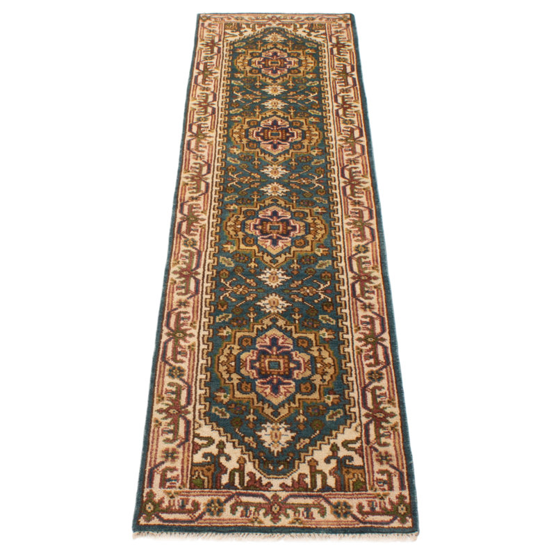 Tapis bleu sarcelle Serapi Heritage 2 pi 5 po x 10 pi 1 po