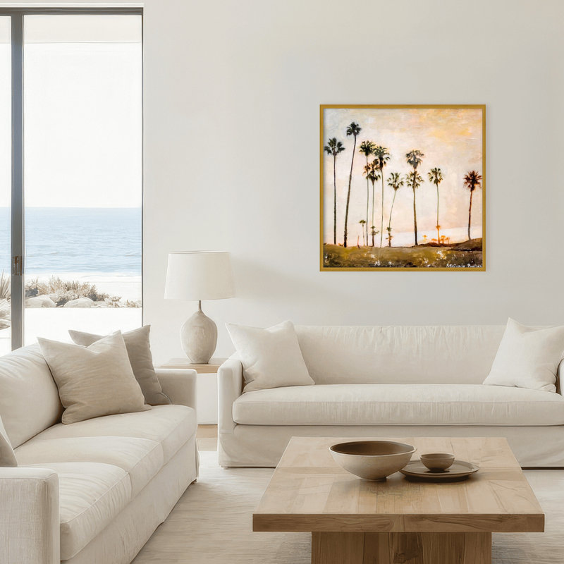 Golden Hour Glow Acrylic Painting Print, 24" H x 24" W x 1.125" D, Framed Print, Gold