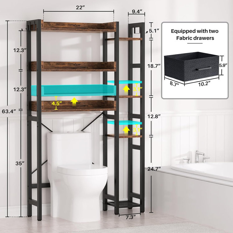 Rangement autoportant au-dessus de la toilette Alyzea, Brun rustique