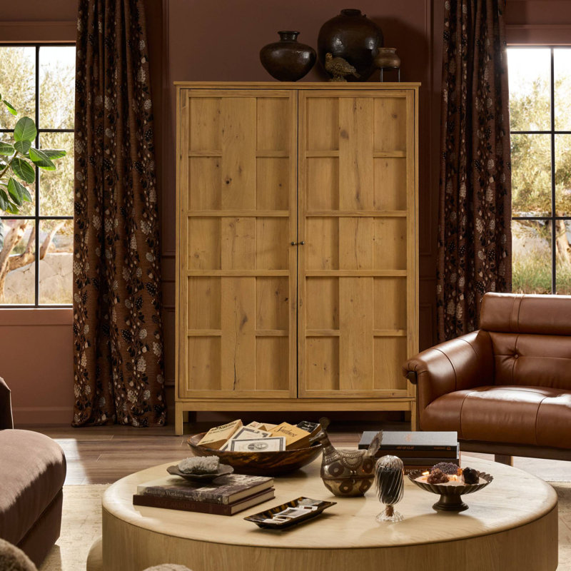 Alessio Cabinet-Aged Natural Oak, Smoked Black Veneer