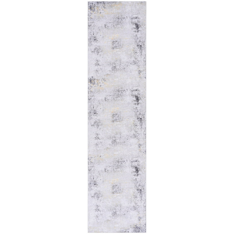 Tapis doux pour la chambre à coucher - lavable, ne perd pas ses poils, gris / or captivant, surface de glissement de salle à manger 2 pi 6 po x 10 pi