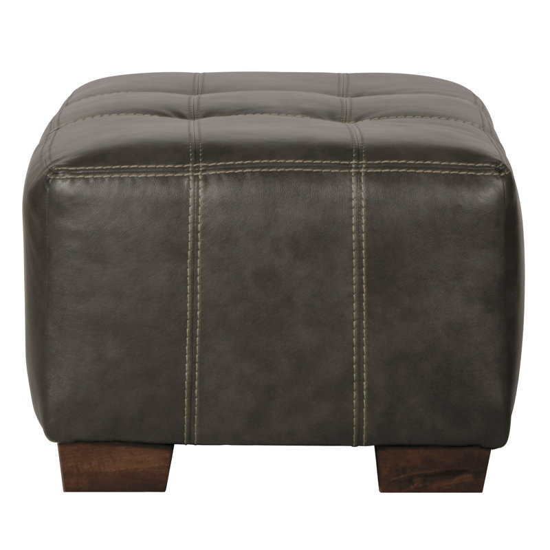 Peosta Faux Leather Ottoman, Steel