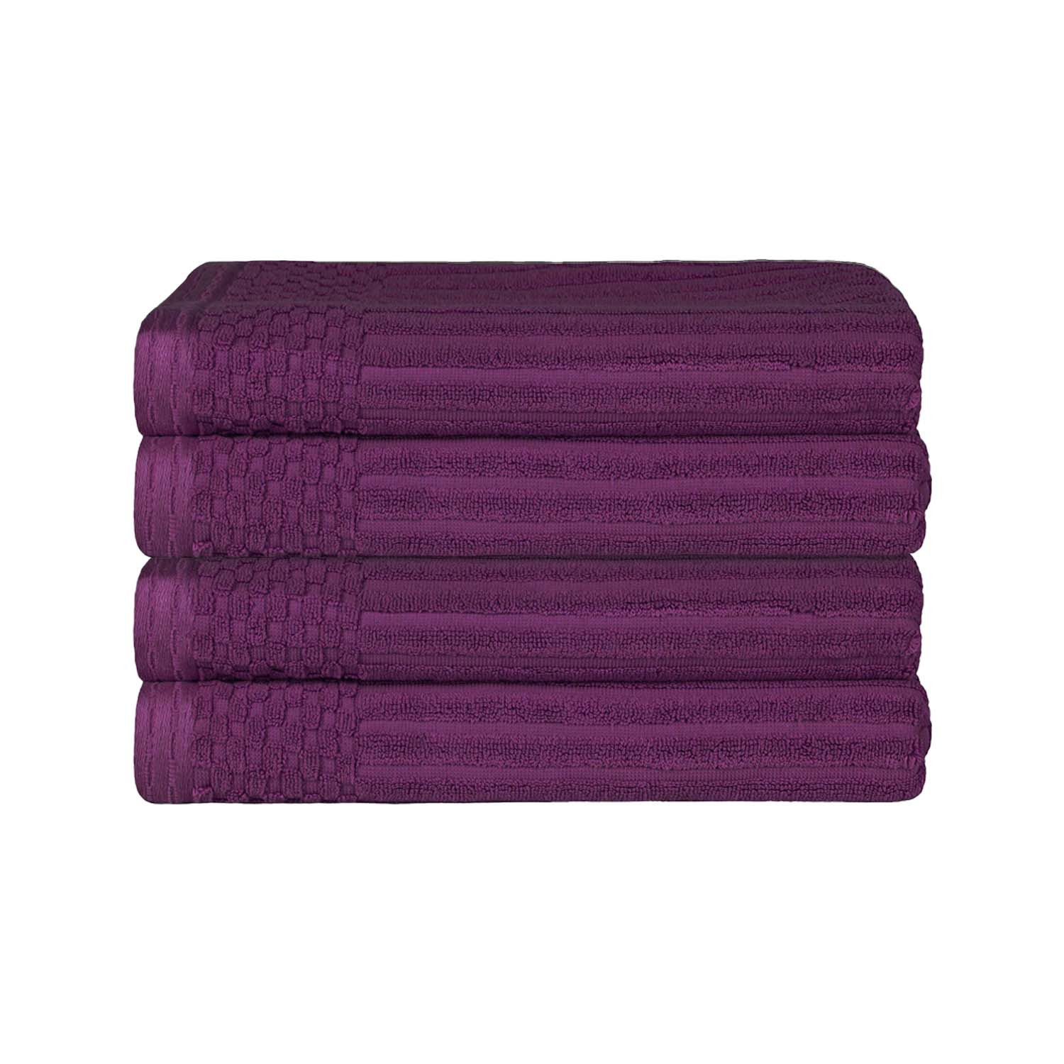 Ribbed Cotton Bath Towel, Plum