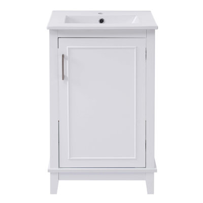 Petit meuble-lavabo moderne de 20 pouces avec lavabo en céramique