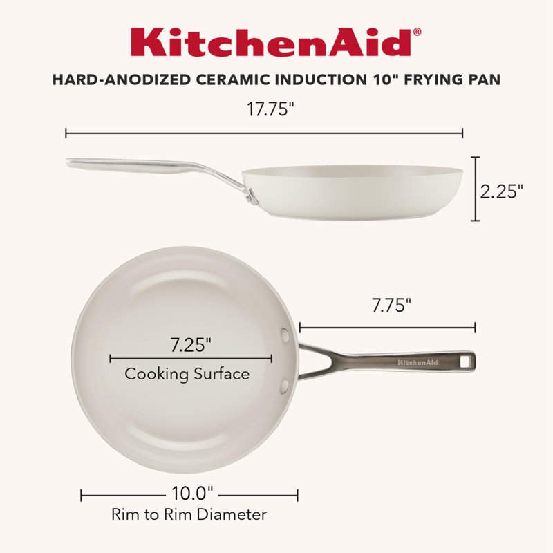 Kitchenaid Hard-Anodized Ceramic Induction Skillet Set, 2-Piece, Porcelain White, White
