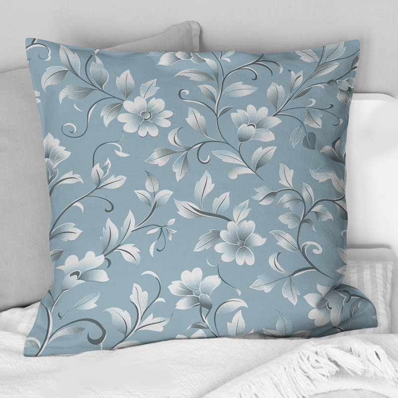 Coussins décoratifs transitionnels Blue Silver Floral Gardens II, H 16 po x l 16 po