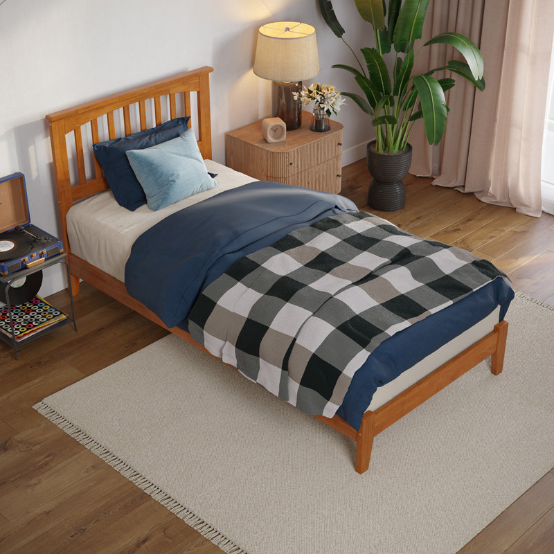 Mission Low Profile Solid Wood Platform Bed, Extra-Long Twin, Light Toffee
