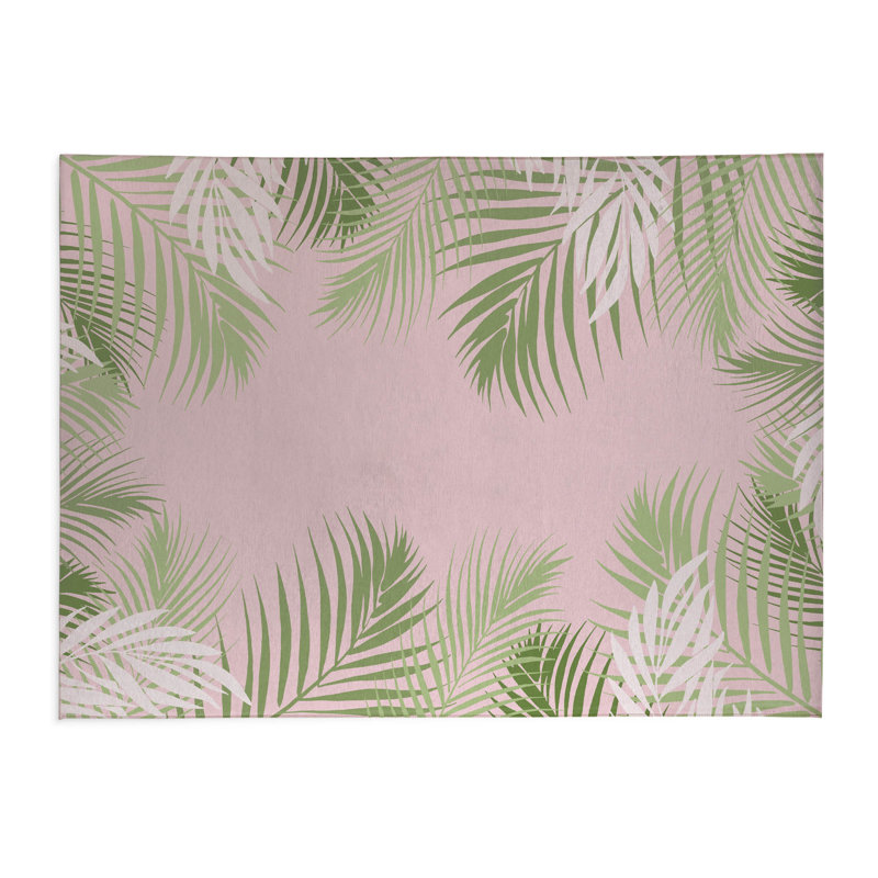 Tapis de cuisine léger antidérapant Waving Palm, Rectangulaire 3 pi x 5 pi, Rose