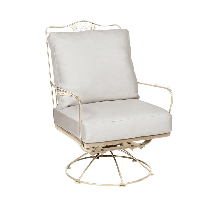 Briarwood Swivel Outdoor Lounge Chair, Weathered White, Stone Linen