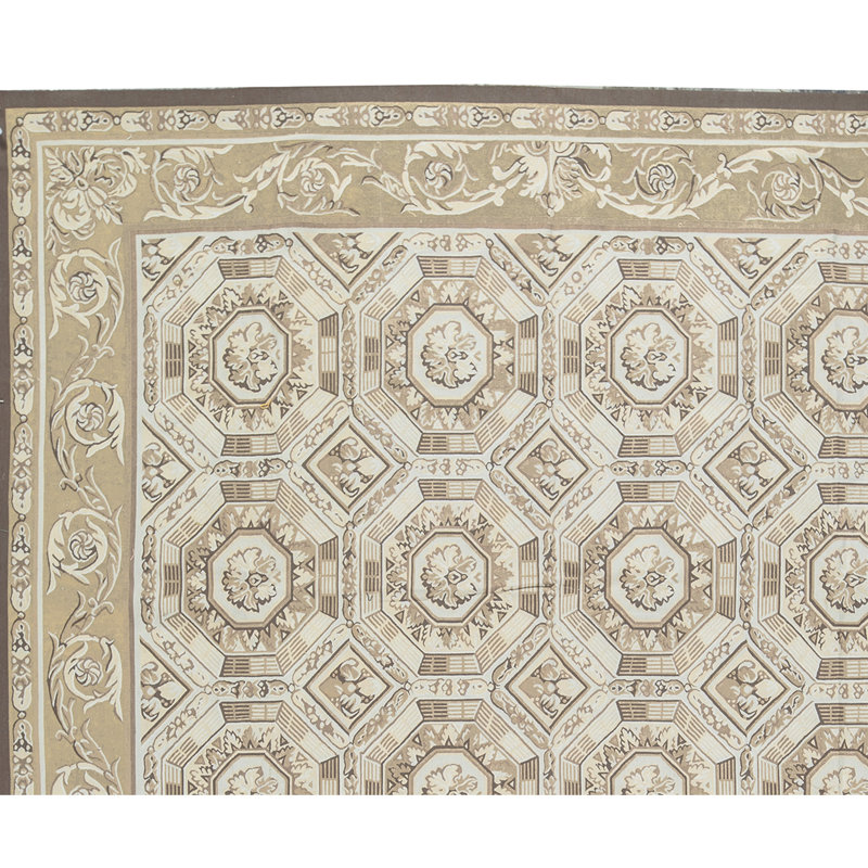Hand-Knotted High-Quality Beige and Gold Area Rug