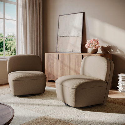 Upholstered 360-Degree Swivel Accent Chair with Hidden Storage - Set of 2