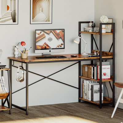 Sarahlouise Computer Desk with Power Outlet & Storage Shelves, PC Desk Workstation for Home Office