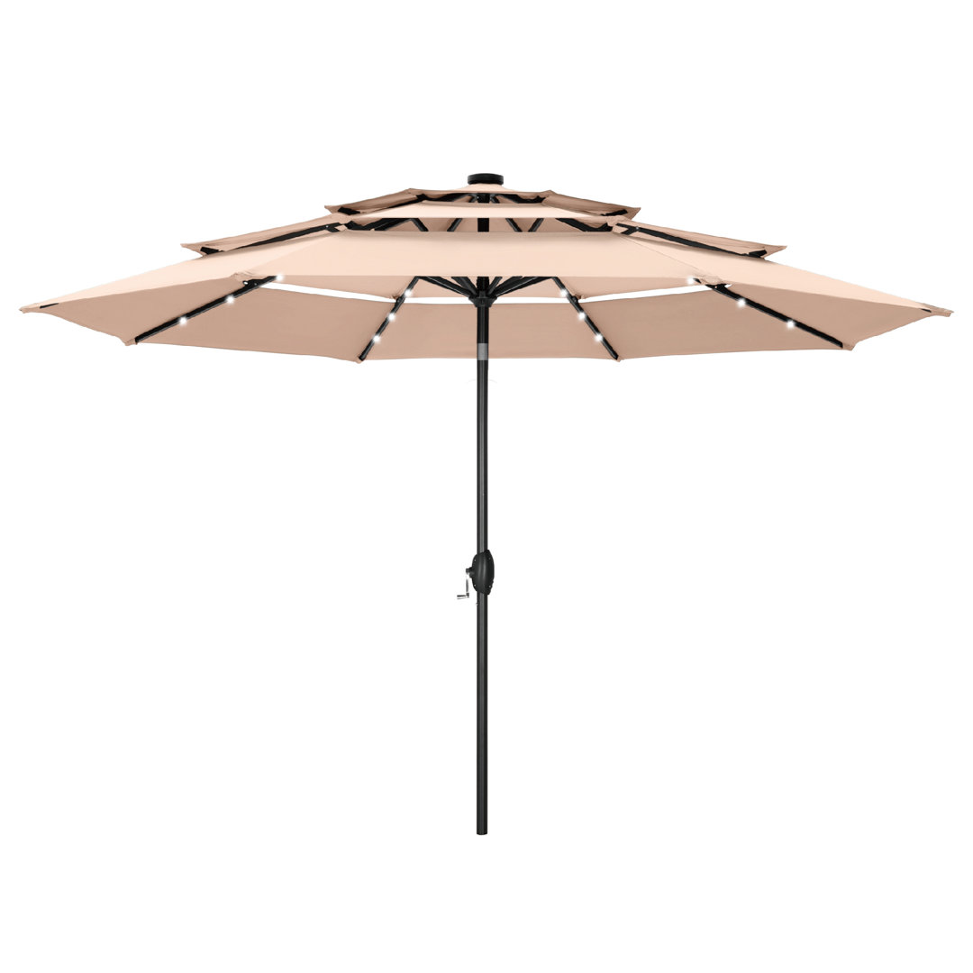120'' Lighted Umbrella With Crank Arlmont & Co. Fabric 