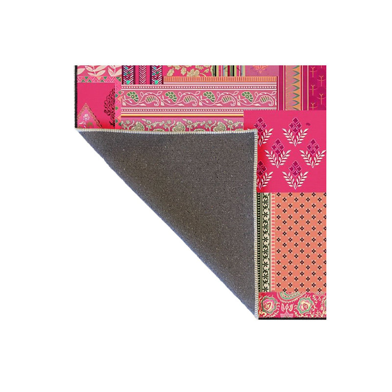 Tapis décoratif lavable à la machine à motif floral rose, Sous-tapis rectangulaire 2 pi 4 po x 3 pi 11 po
