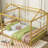 Metal House Shape Platform Bed, Queen, Solid Construction