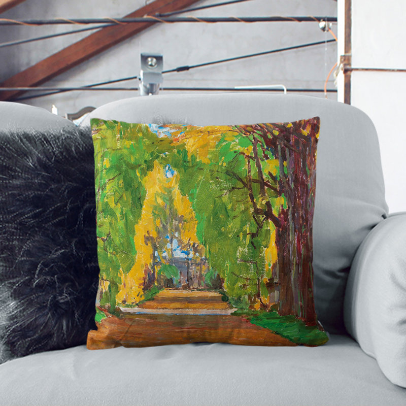 Park In Jevisovice By Carl Moll Square Throw Cushion, Black, 55cm H x 55cm W x 20cm D