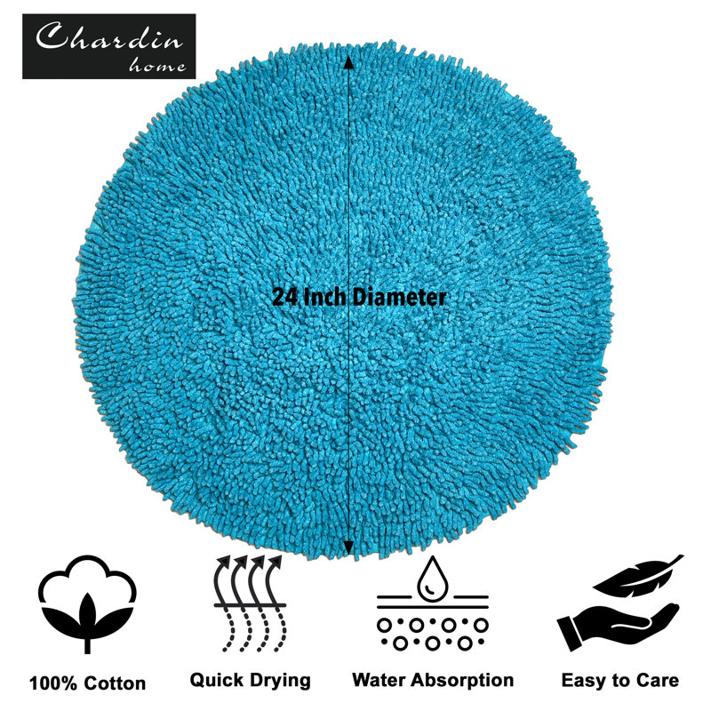 Virginio Non-Slip Bath Rug, Aqua Blue