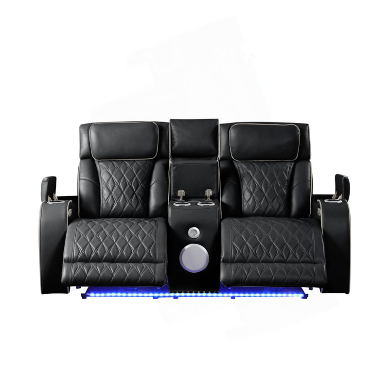 Causeuse inclinable de style moderne Fortuner en bois avec fonction de massage incluse, Noir