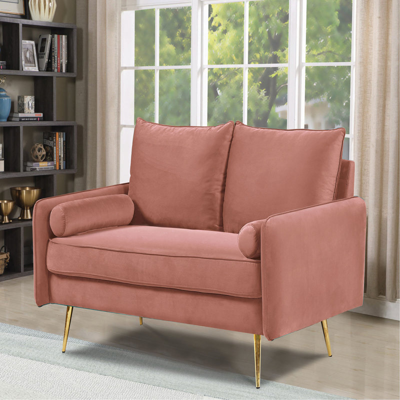 Canapé 2 places en velours Modern, Polyester rose