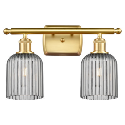 Brysin 15" W 2-Light Dimmable Metal Vanity Light with Glass Shades